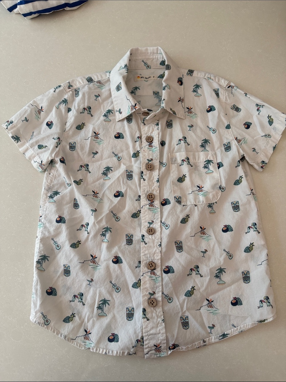 Boys Marine Layer Mini Short Sleeve Hawaiian Tropical Button Up